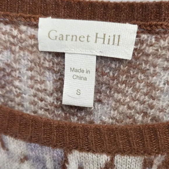 Garnet Hill Ikat Cashmere Sweatshirt Sweater Brown & Gray Size Small - Picture 4 of 6